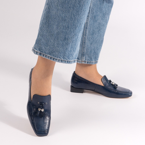 Navy Coco leather loafers 